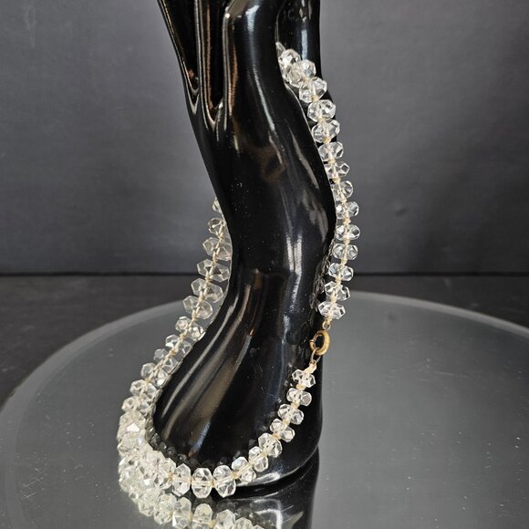 Vintage Crystal Glass Graduated 15" Choker Necklace Amazing Piece - Picture 7 of 13